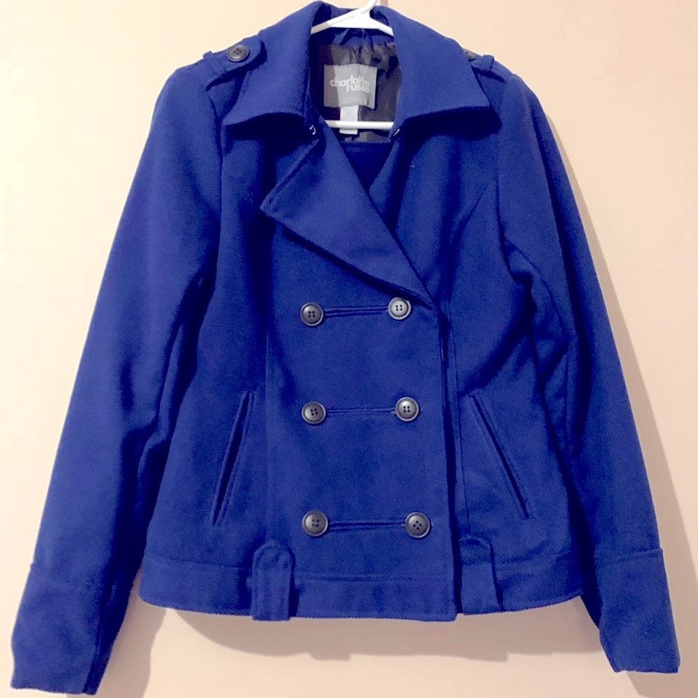 Charlotte Russe royal blue pea coat jacket size M